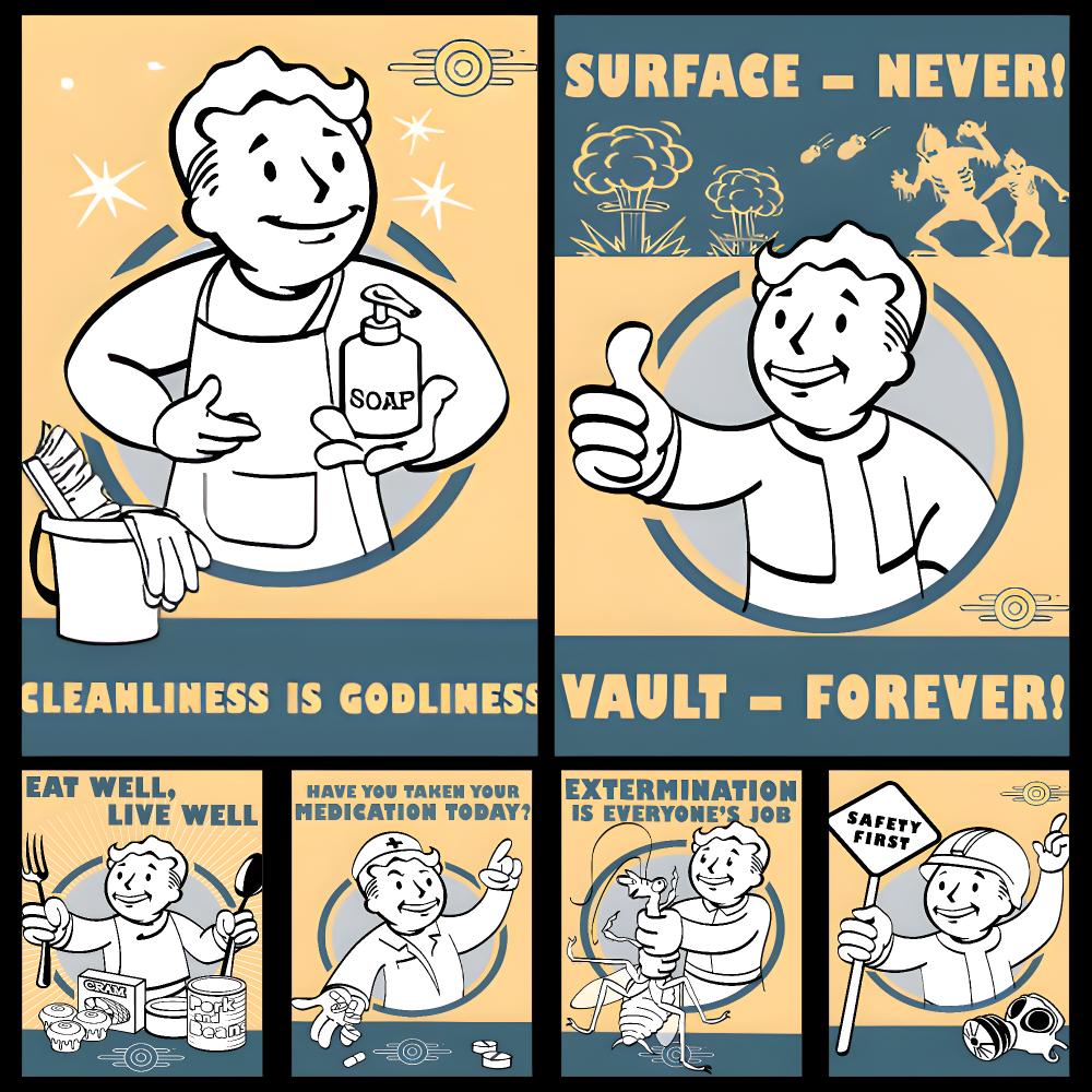 Retro Gaming Vault - Poster Karakter Game V-Vault Boy Retro