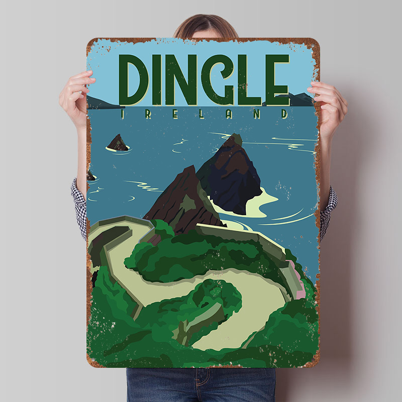 Retro Gaming Ireland - Poster Cetak Perjalanan Dingle Irlandia, Seni