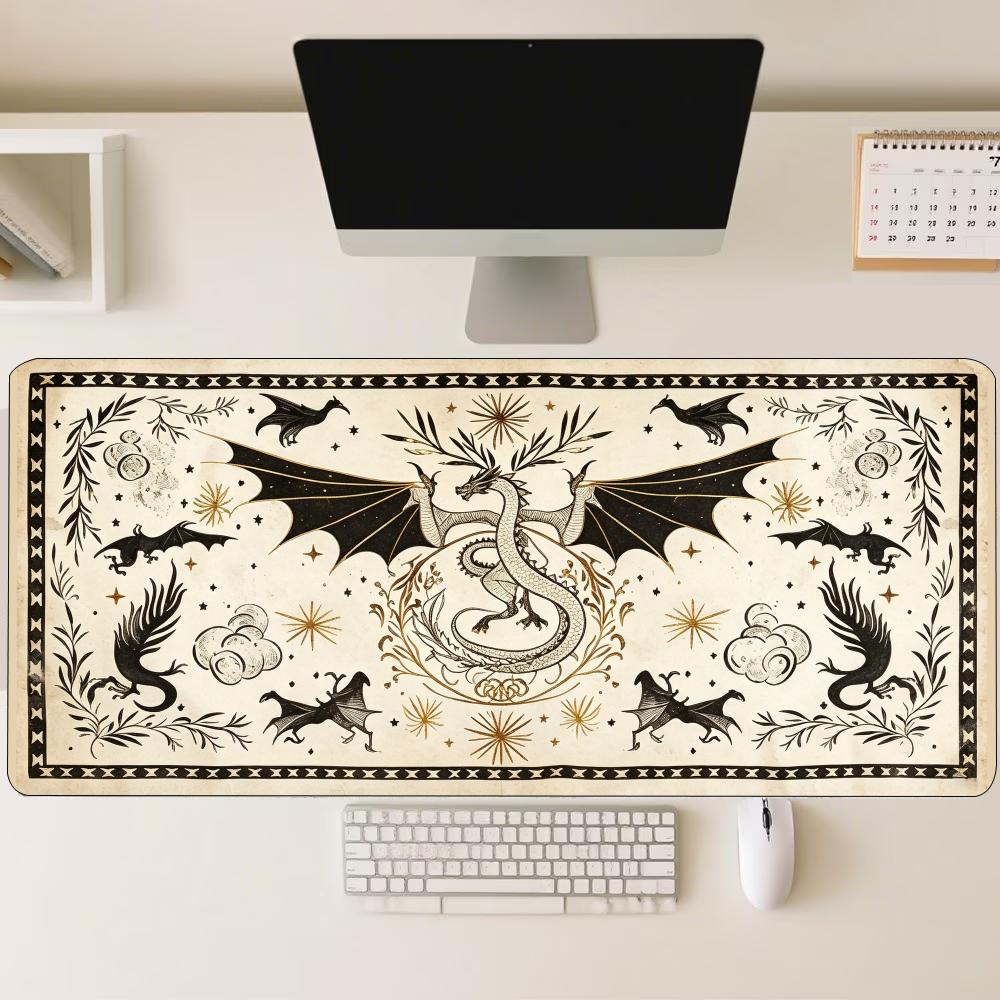 Retro Gaming Keyboard And Mouse - Alas Mouse Besar Motif Naga Kertas