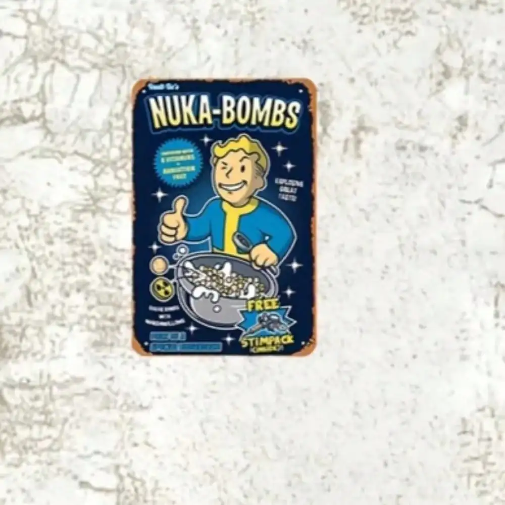 Retro Gaming Vault - Papan Tanda Logam Vault-Tec Nuka-Bombs -