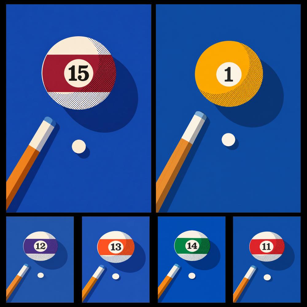 Retro Gaming Life - Poster Grafis Seni Pop Bola Biliard