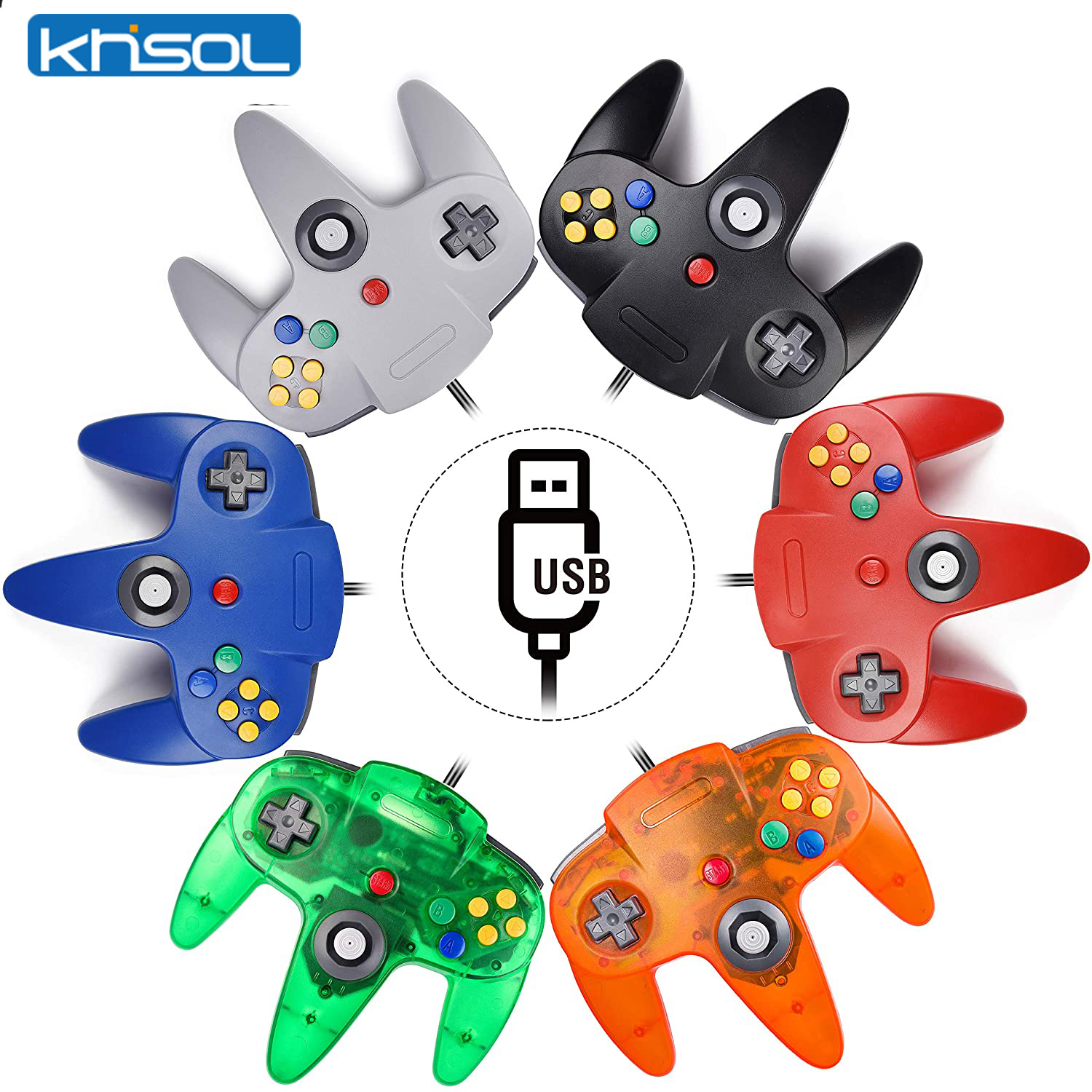 Retro Gaming Theme - N64 kontroler klasik berkabel USB, aksesori