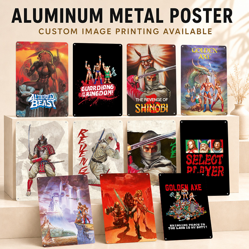 Retro Gaming Lounge - Koleksi SEGA: Poster Cetak, Papan Logam