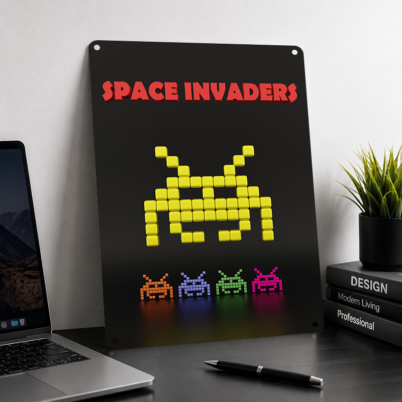Poster Bertekstur Space Invade - Retro Gaming Lounge ulasan dan harga