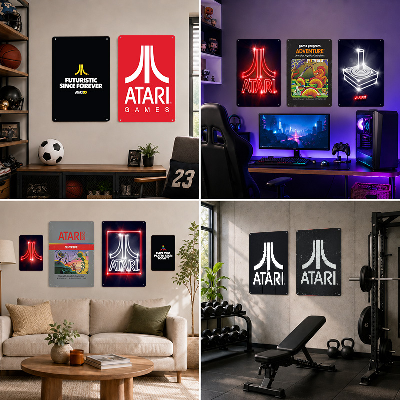 Poster Aluminium Atari, Papan  - Retro Gaming Lounge ulasan dan harga